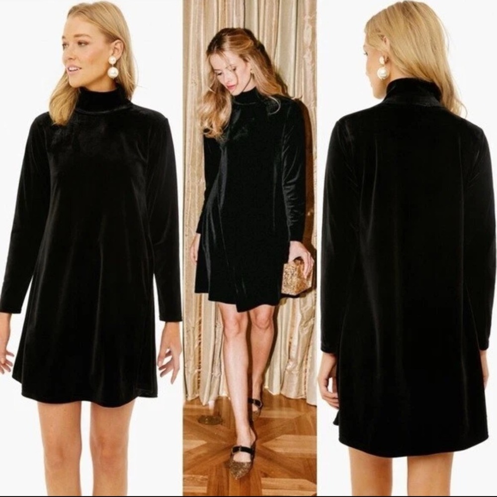 Tuckernuck Black Sleeveless Mock Neck A-Line Mini Dress XS